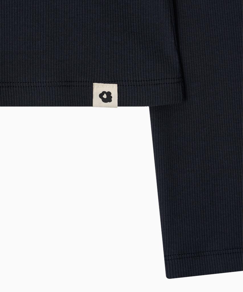 Ohesio Basic Ribbed V-Neck Long Sleeve, Navy