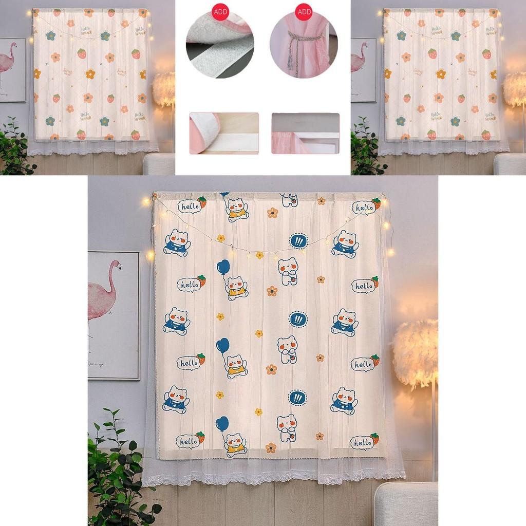 Enchanting Cartoon Window Curtain With Exquisite Lace And Velcro For Effortless Installation