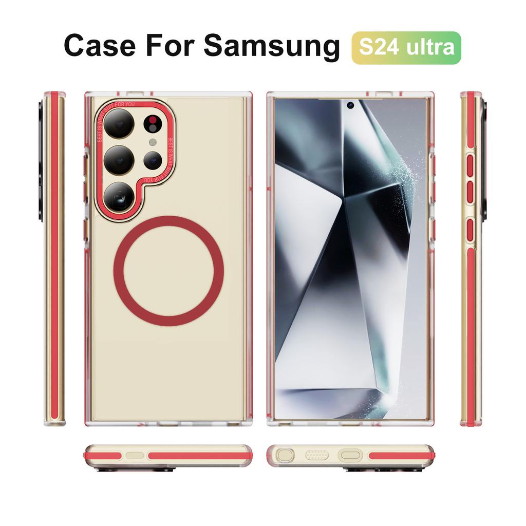 For Samsung Galaxy S25 Phone Case, Skin Sensitive Magnetic Suction Anti Fingerprint Four Corner Airbag Phone Case