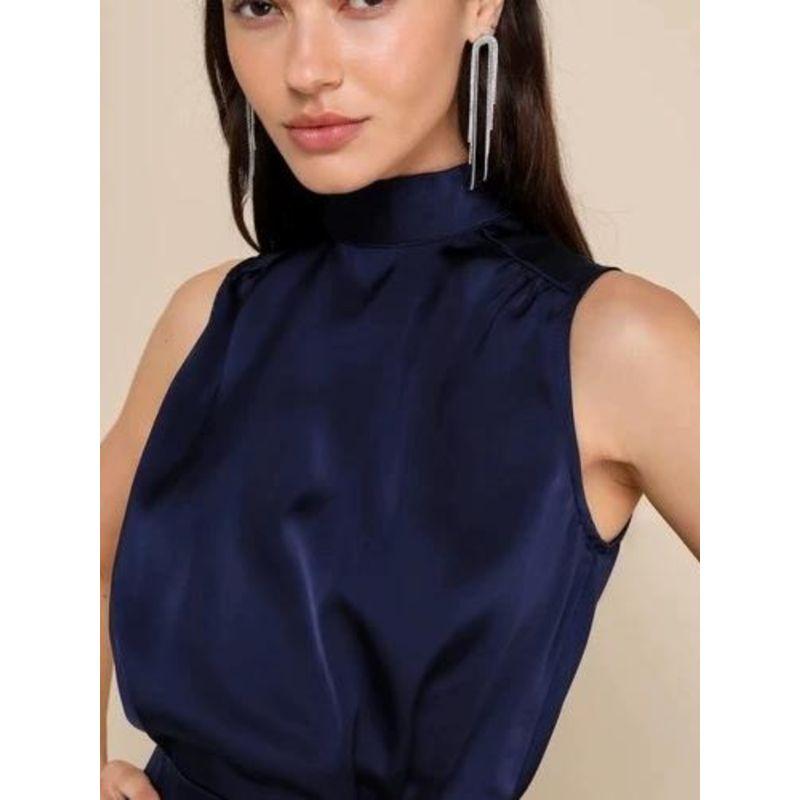 European and American Style Classy Textured Lu's Smooth Acetate Satin Stand Collar Dress Split Ladies Party Dress Women's Dress