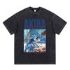 Japanese Anime Akira Washed Vintage T Shirt Science Fiction Cartoon Movie Shotaro Kaneda T-shirt Gothic Cotton Oversized T-shirts