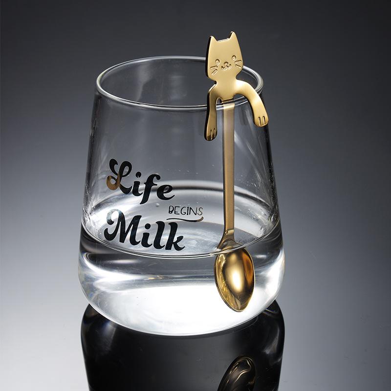 304 Stainless Steel Kitten Hanging Cup Spoon Coffee Stirring Stick Creative Color Cup Gift Tableware