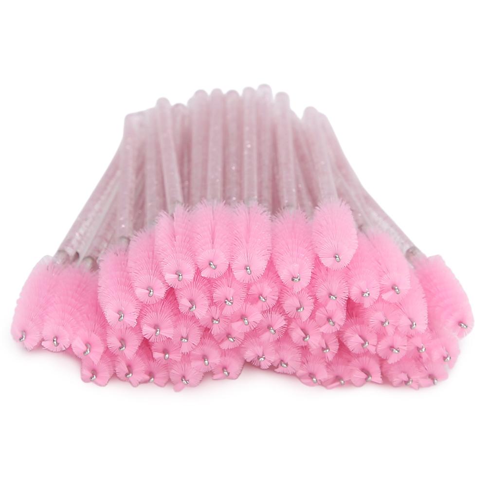 50 Stück Nylon-Make-up-Pinsel, Mascara-Stäbe, Wimpern, Augenbrauen, tragbarer Einwegpinsel