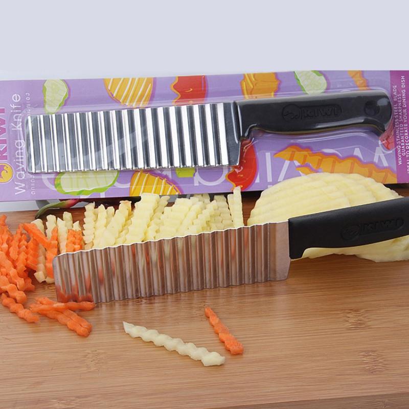 Stainless Steel Potato Chip Slicer Dough Vegetable Fruit Crinkle Wavy Slicer Knife Potato Cutter Chopper French Fry Maker