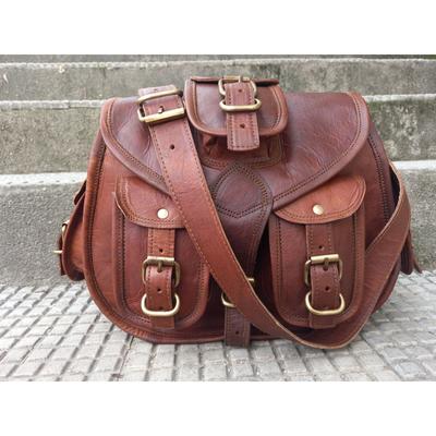 Damen Umhängetasche aus gewachstem, handgefertigtem Leder, Reisetasche, braune Umhängetasche