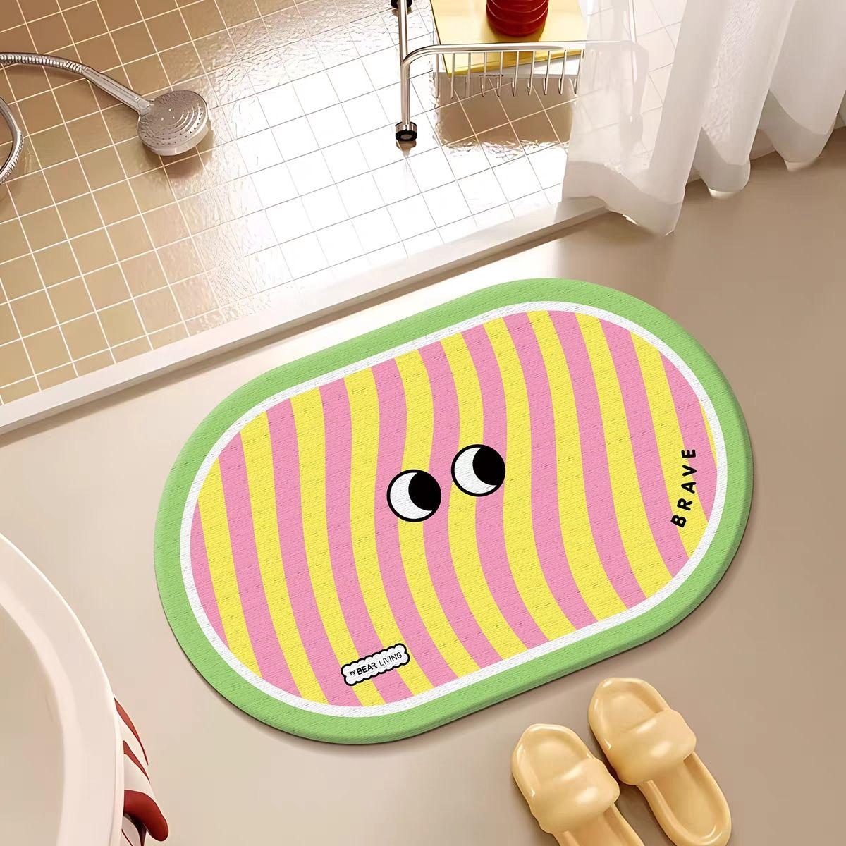 Dopamin Monster Hart Kieselgur Saugmatte Badezimmerbodenmatte Fußmatte Toilette WC Schnelltrocknendes Brett Badezimmer 40x60cm15.7x23.6in