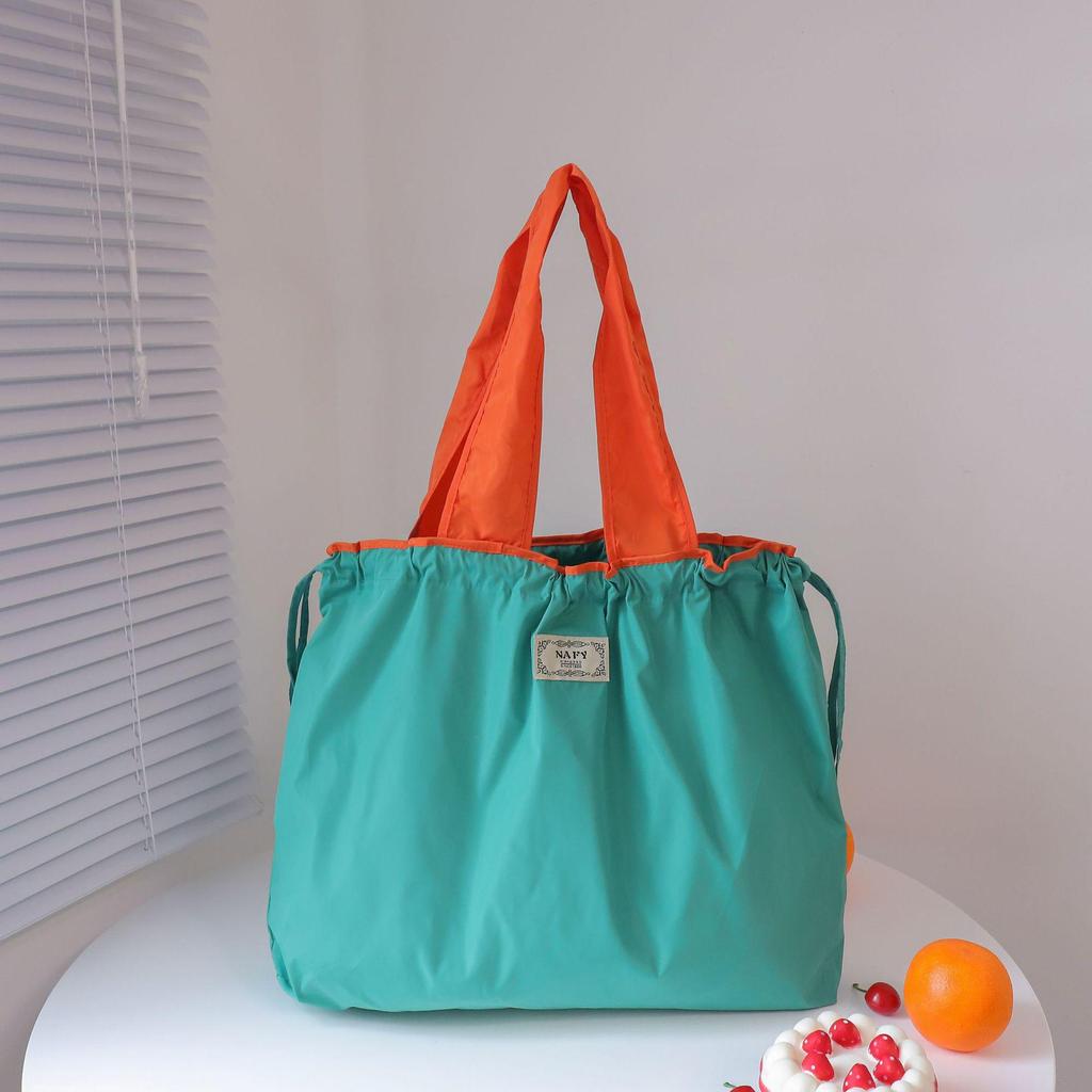 Large Capacity Foldable Shopping Tote with Drawstring