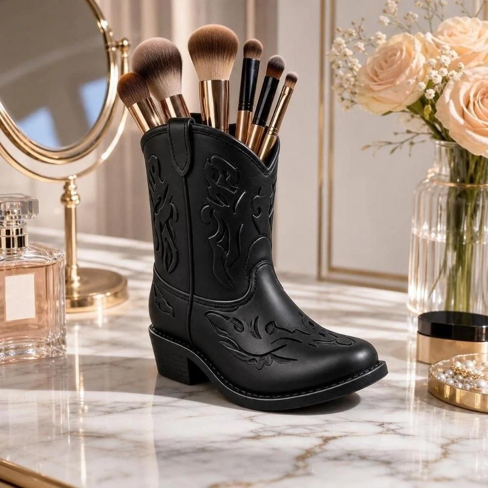 Vintage Western Style Cowboy Boot Statue Home Decor Boot Shaped Vase Pencil Holder Study Room