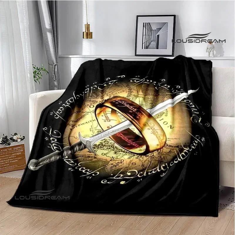 Coperta stampata L-Il Signore degli Anelli Coperte Calde in Flanella Morbida e Confortevole Coperta per Casa Viaggio fodere per letto Regalo di Compleanno