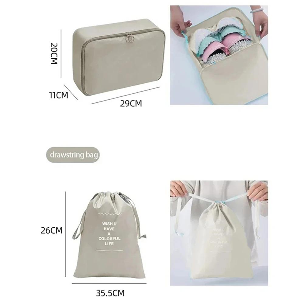 Travel 7/10 Pcs Set Organizer Suitcase Packing Cubes Set Cases Portable Luggage Clothes Shoe Tidy Pouch Folding Storage Bags