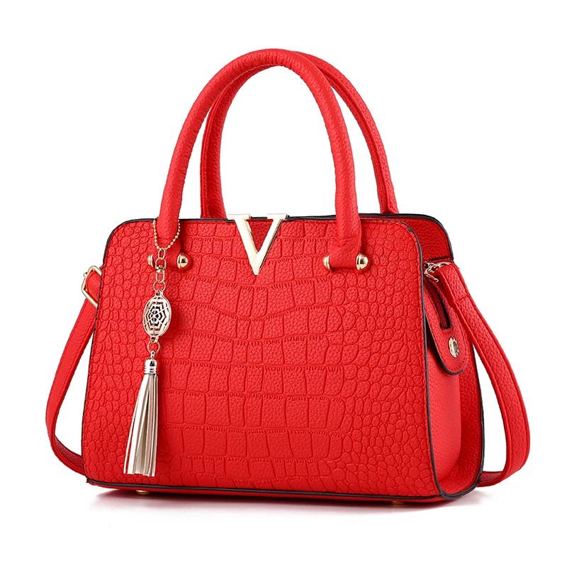 Fashi Women Handbags Tassel PU Leather Totes Bag Top-handle Embroidery Crossbody Bag Shoulder Bag Lady Simple Style Hand Bags