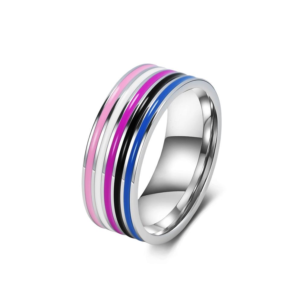 Unisex Titanium Steel Color Flag Ring – Fade-Resistant, Drip Oil Jewelry for Men and Women