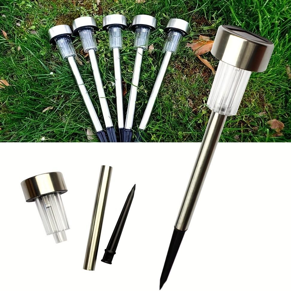 10 pcs Solar Power LED Lawn Lamps with Lampshades White & Silver Durable & Energy-Efficient, Illuminate Your Path, Patio, Yard