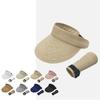 Straw Sunscreen Hat Women's Summer Vacation Empty Top Straw Hat Rollable Large Brim Uv Protection Sunshade Hat