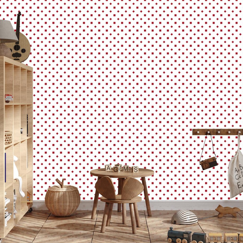 Wallpaper Dots white and coral, white background for living room and bedroom 50x1000