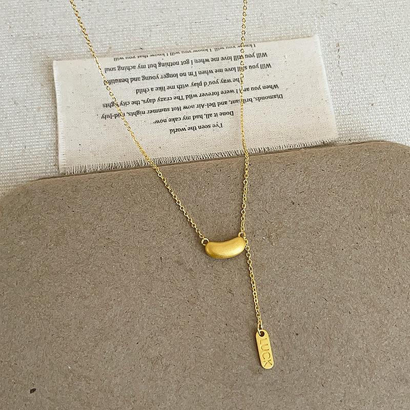 New Chinese Ancient Gold Chubby Fu Ingot Pendant Necklace Women'S Simple Fashion Temperament Versatile Neck Chain Sweater Chain