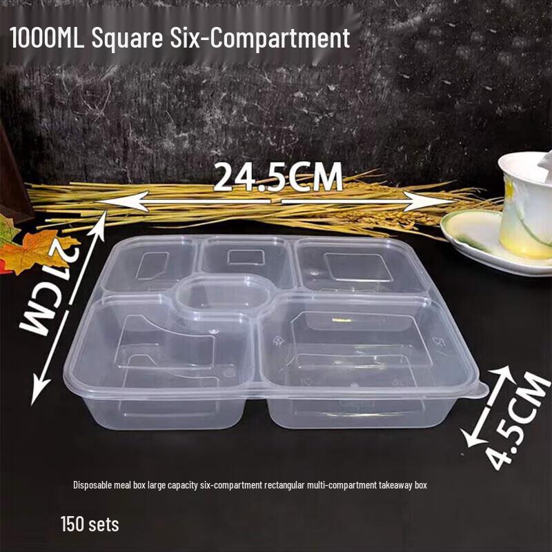 Disposable 6-Compartment Takeout Containers