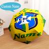 Custom Name Brazilian Football Emblem Umbrella Folding Umbrella, Automatic Umbrella - 8-Frame for Travel, Casual Lightweight Personalized Gifts