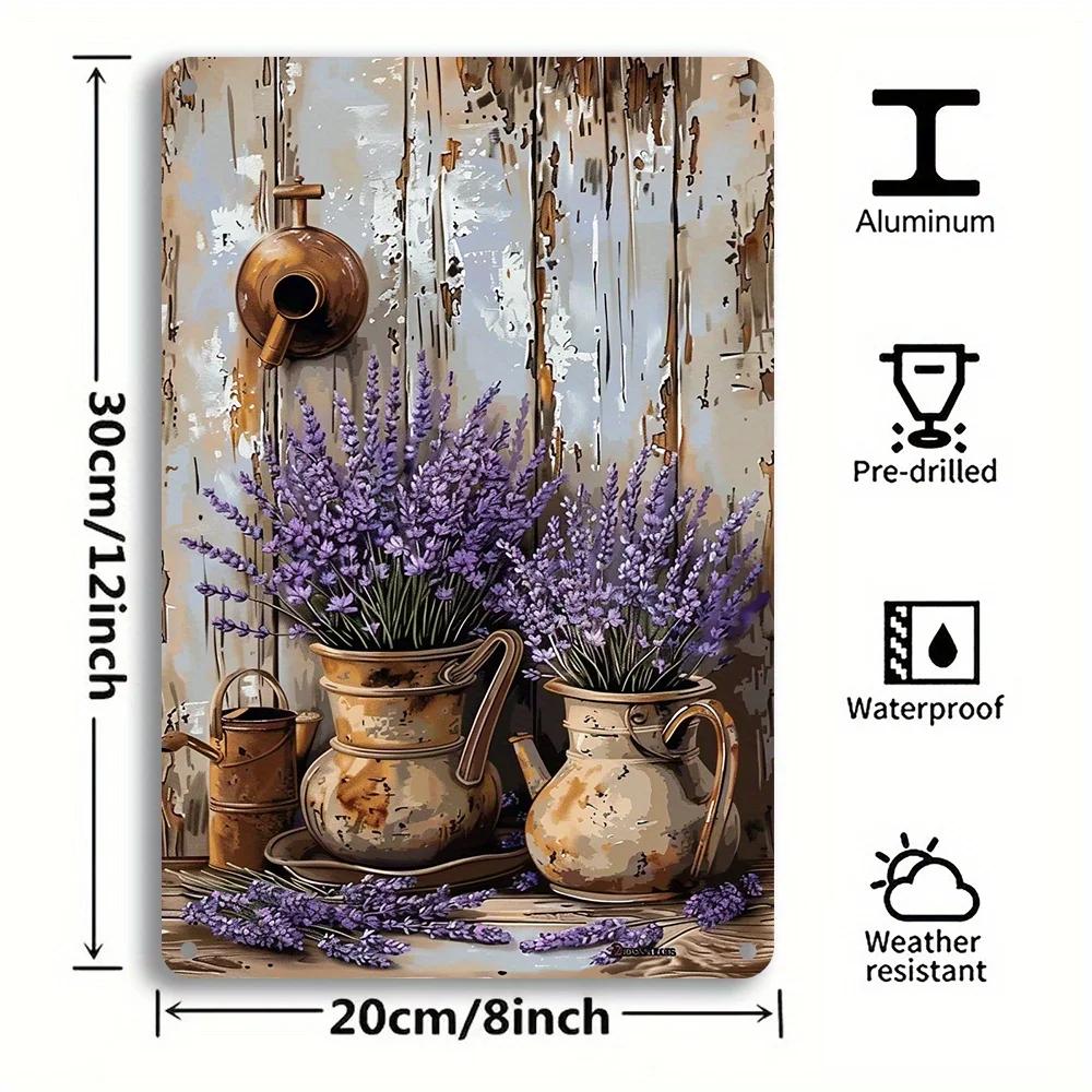 

Exquisite Vintage Lavender Wall Art with Retro Heritage Design Aluminum Metal Sign Suitable for Both Indoor and Outdoor Decor 20x30cm（7.8x11.8inch）