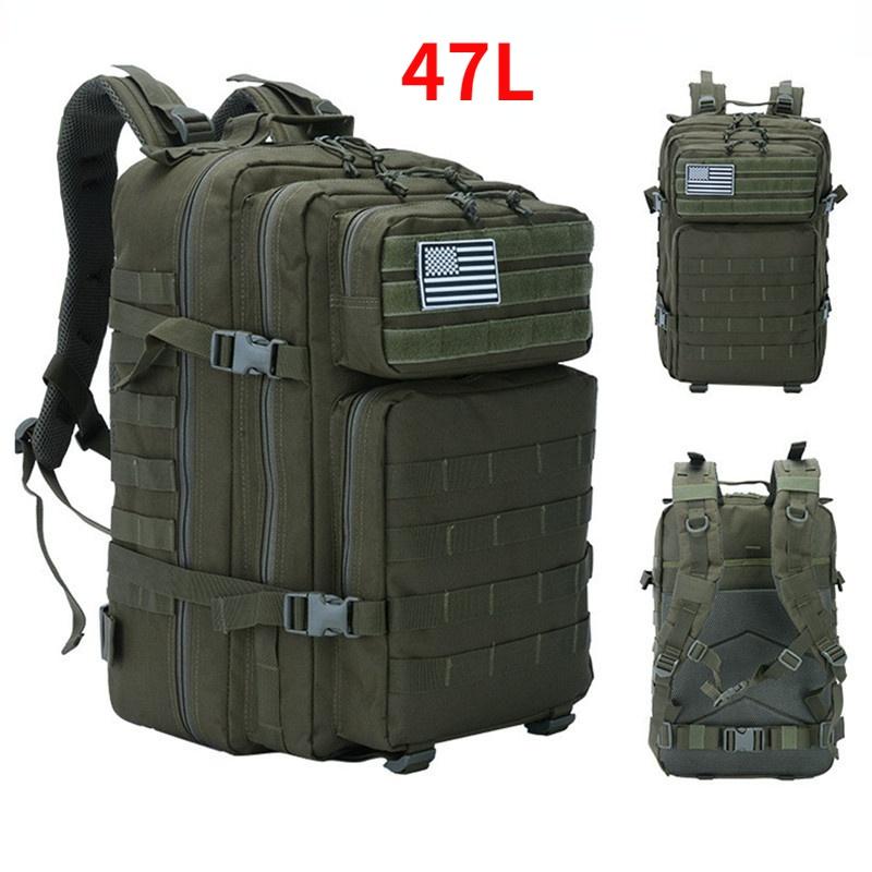 

47L 1000D Waterproof Camouflage Backpack Outdoor Military Rucksacks Tactical Sports Camping Hiking Fishing Bag зелений