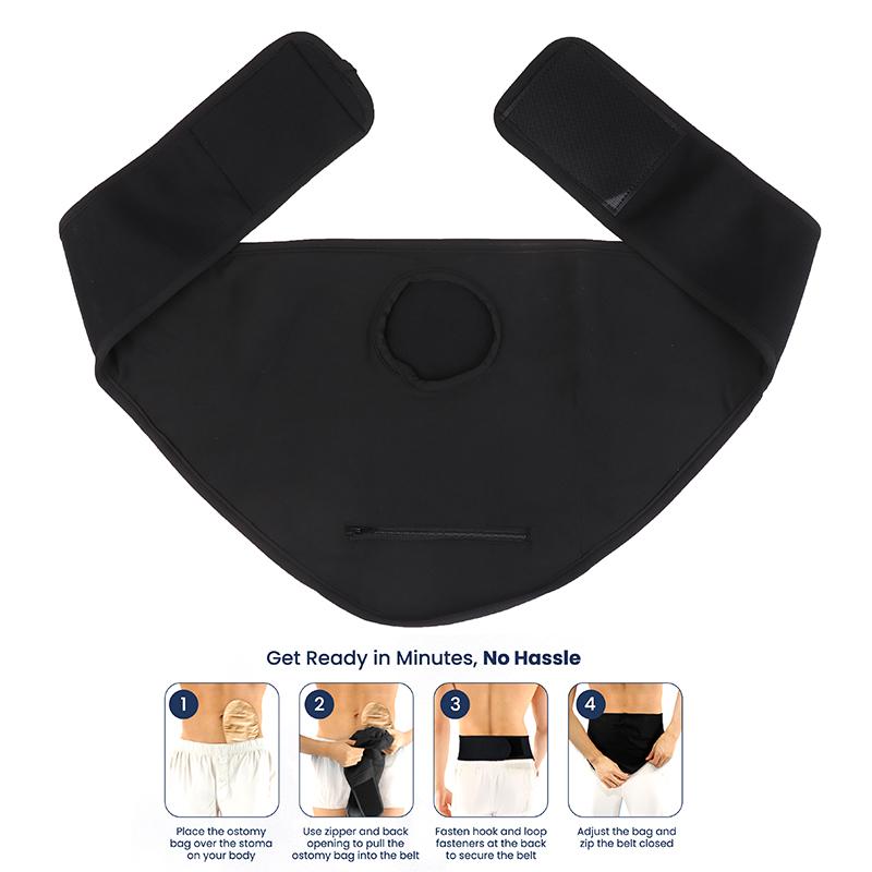Ostomy Bag Protective Cover Belts Adjustable Colostomy Drainage Bags Portable Support Belts Urinary Hanging Bag Cover Black