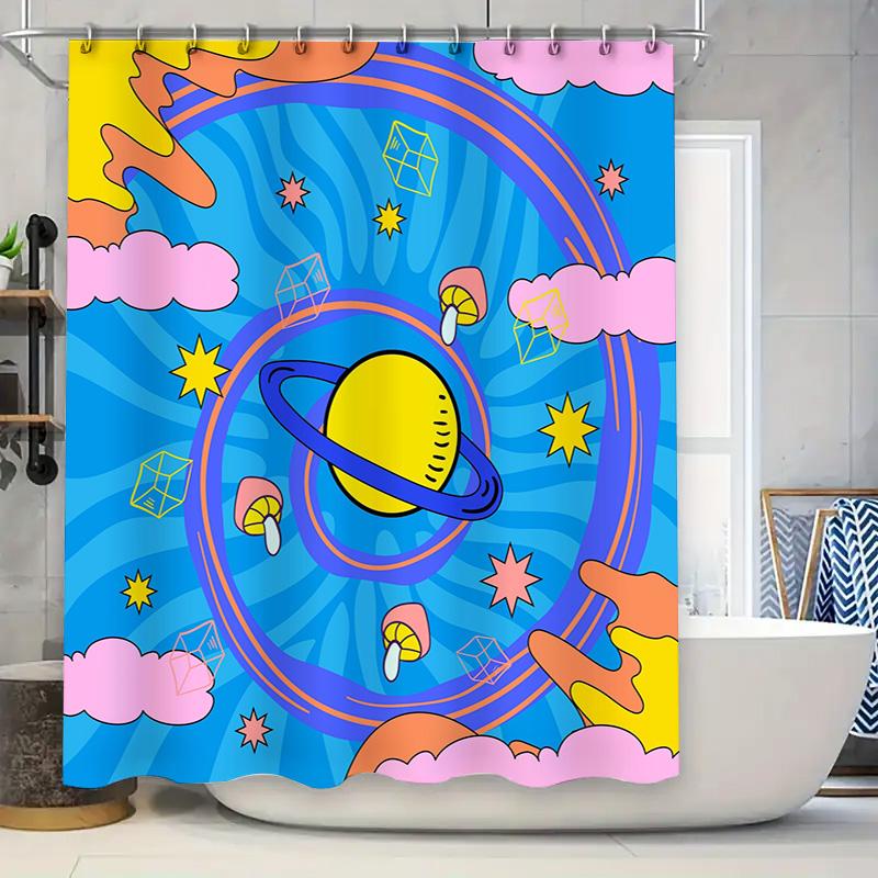 

Space-Themed Shower Curtain With Vibrant Colors Perfect For Kids Or Adults! W60H190(CM)-1 Pcs