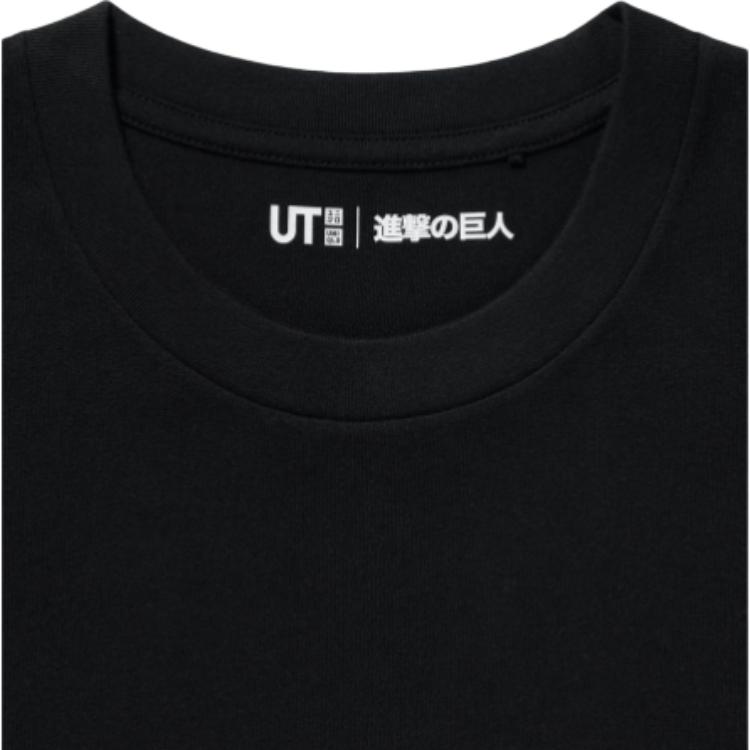 Uniqlo X Attack On Titan Collaboration FW23 Comic Avatar Banner Print Crew Neck Short Sleeve T-Shirt Unisex Tops Black 468530-09