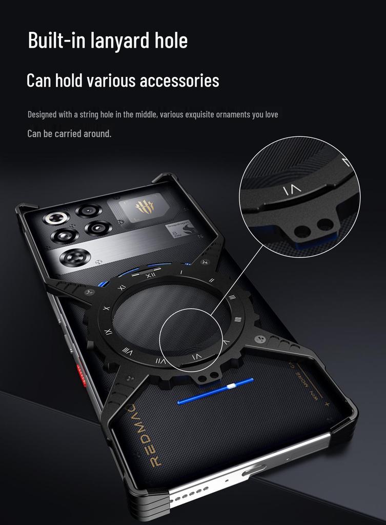 Red Magic 11 Pro+ Metal X-Shape Case with Magnetic Luminous Gear Rotating Stand