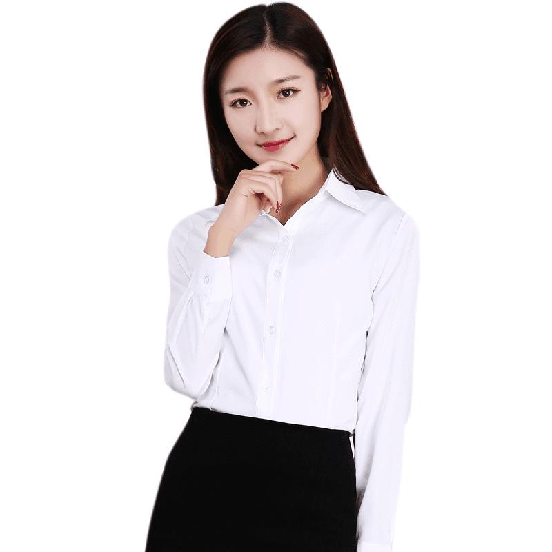 Korean Style White Ruffle Lace Stand Collar Long Sleeve Shirt for Women - Professional Slim Fit Workwear 3XL