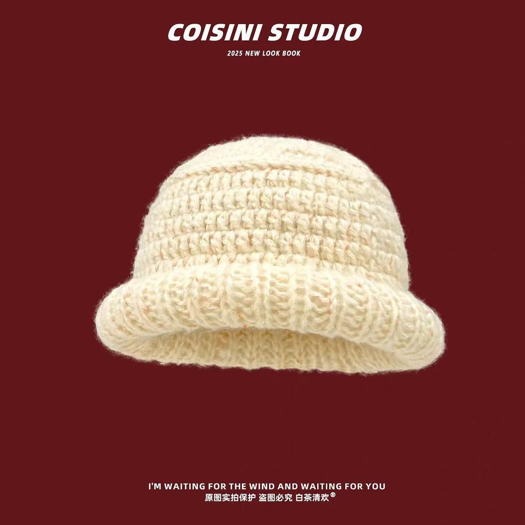 Korean Mixed-Color Dome Wool Basin Hat Women'S Autumn And Winter Warm Versatile Knitted Wool Hat Shows A Small Tide