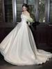 Elegant Simple Bridal Gown One Shoulder Lightweight Outdoor Wedding Dress Floor Length Train Korean Style Bridal Dress