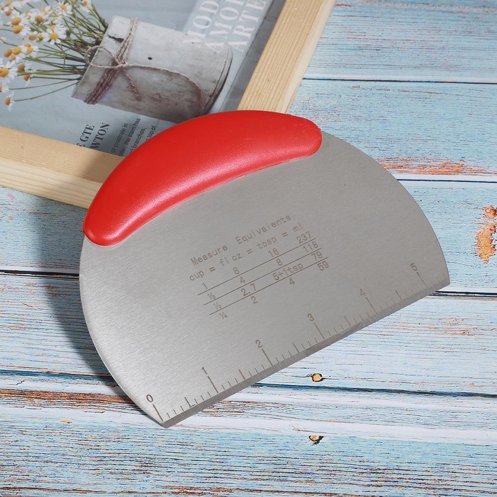 Stainless Steel Dough Cake Scraper Pizza Cutter Cutting Knife with Scale Baking Tool