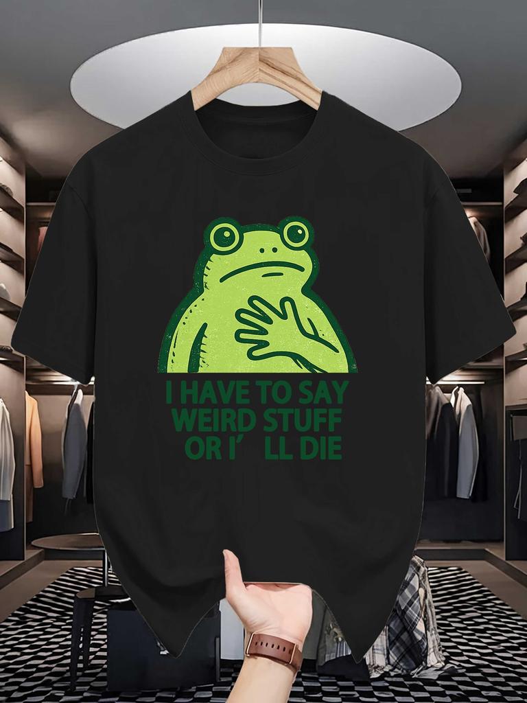 Unisex Crew Neck Tee Funny Frog Quote Graphic Print Soft Cotton Loose Breathable Short Sleeve Summer Casual Street Wear Tee Tops