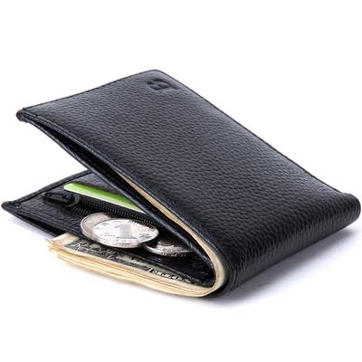 Preço do dólar carteiras masculinas de couro genuíno com bolso de moeda fina bolsa titular do cartão moda masculina magro