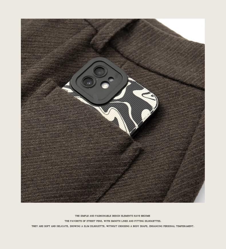 2024 New Women's Khaki Wool A-Line Midi Skirt with High Waist, Loose Fit, Slimming Slit, Perfect for Autumn/Winter.