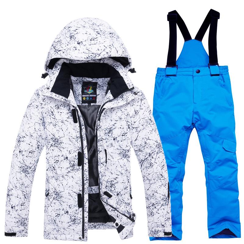Jungen Mädchen Camouflage Ski Set Winddicht Warm Wasserdicht Outdoor Verdickt Single Board Ski Jacke Hosen