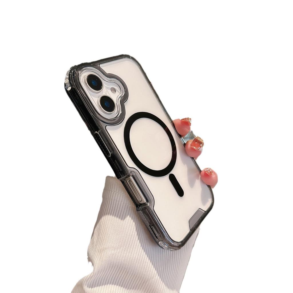 Second Generation Magnetic Colorful Thin Three-in-One Independent Button Phone Case for IP16 Four Corners Fall Resistance