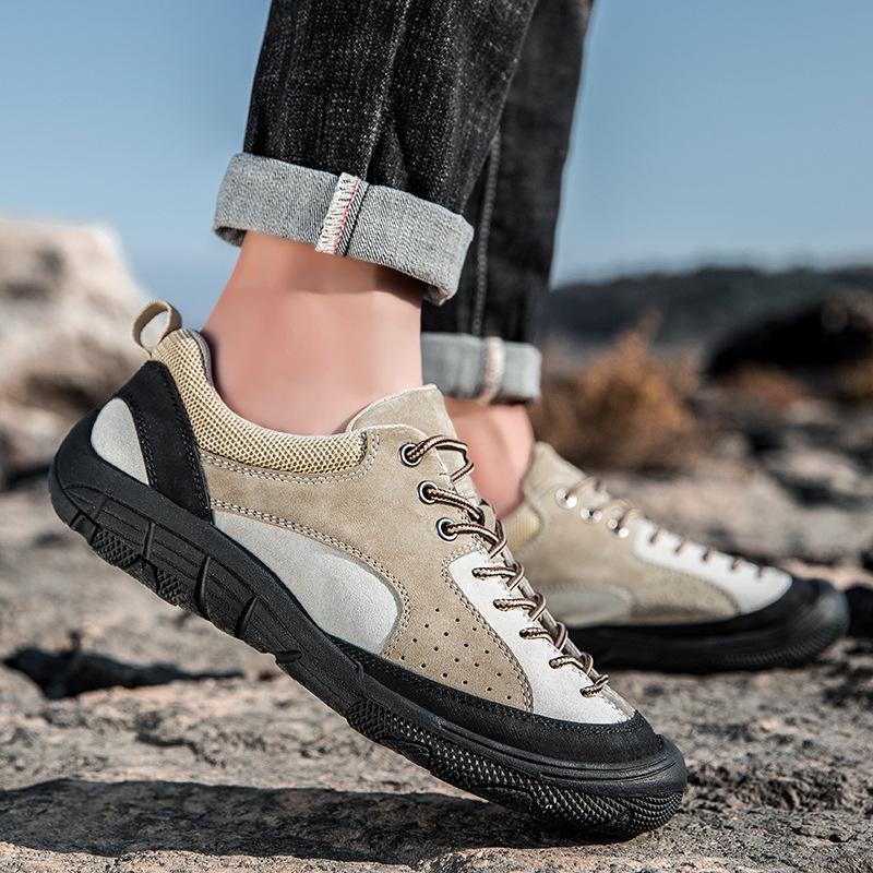 New Spring Arrival: Large Size Men's Leather Casual Sports Shoes - Non-slip, Wear-resistant for Outdoor Hiking and Travel