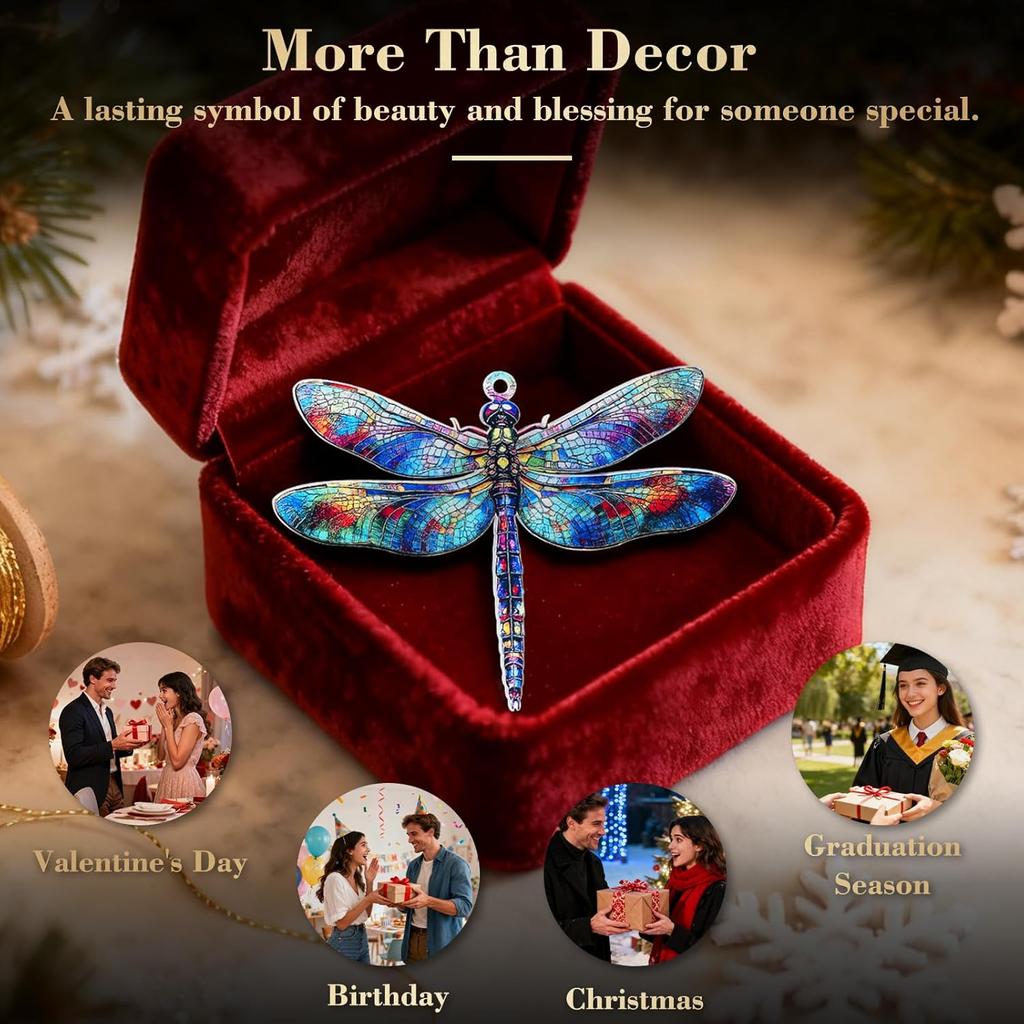 For Dragonfly Suncatcher Hanging Decor: Dragonfly Gifts for Women, Acrylic Stained Glass Effect Ornament, Unique Lucky Birthday Graduation, Perfect