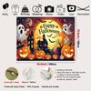 2D Spooky Halloween Backdrop with Full Moon, Ghosts and Pumpkins Party Decoration Background