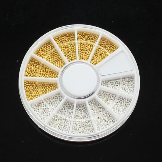 Argintiu și auriu Nail Art Mini margele Bile 3D DIY Decorare roată Manichiură