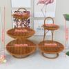 Imitation Rattan Weaving Fruit Basket 2/3 Layers Decorative Standing Tray  Home Kitchen
