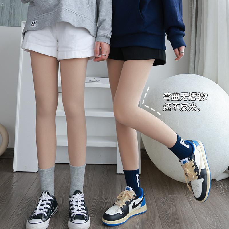 One-piece single-layer bare-leg illusion tights for women, autumn and winter, fleece-lined, thickened velvet pantyhose, natural nude feel leggings