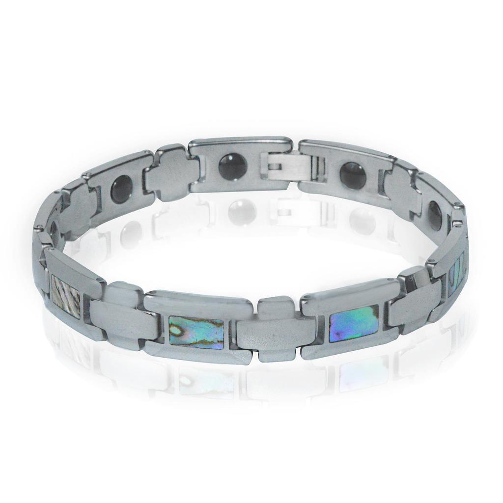Tungsten Gold Ceramic Men's Magnetic Bangle: Scratch-Resistant, Waterproof, Colorful Shell Inlay