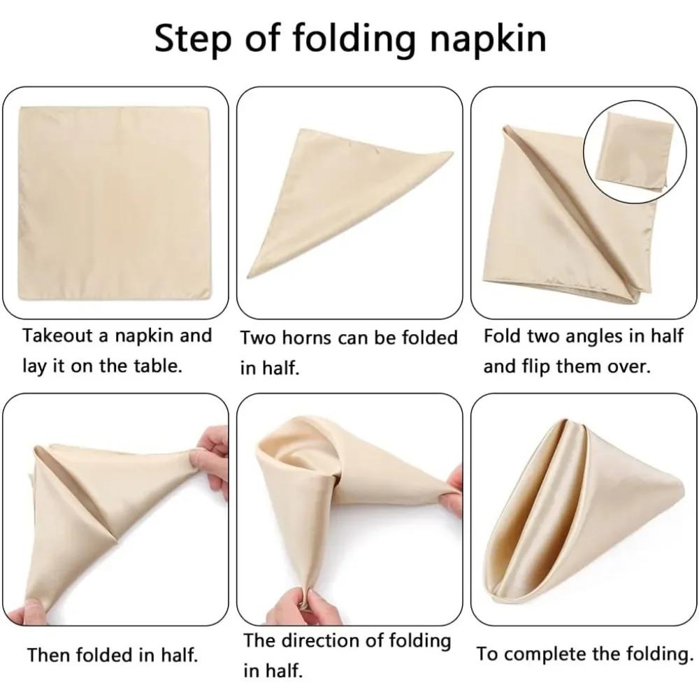 For 20pcs Cotton Napkins 43cm*43cm, Machine Washable Cloth Napkins, Soft Wedding, Square Satin Napkins - Dark Green