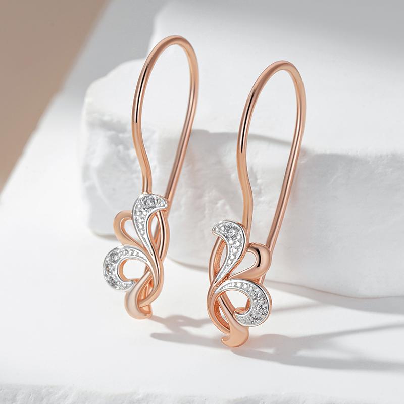 Shiny Natural Zircon Flower Long Drop Earrings Women Luxury  Rose Gold  Color Mix Daily Fine Vintage Jewelry