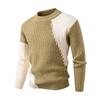Men's Round Neck Stitching Sweater Casual Modified Warm Sweater Pullover