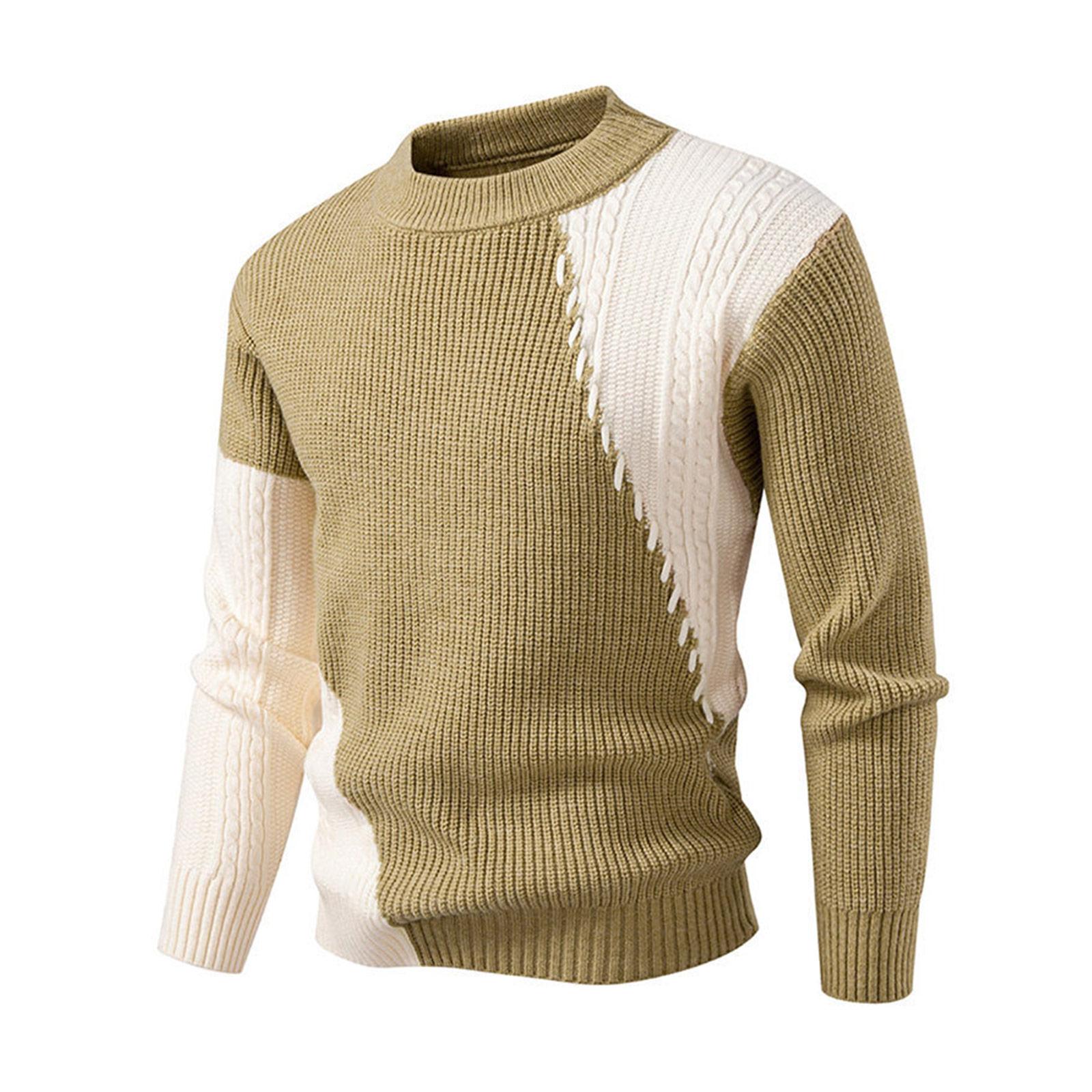 

Мужской свитер с круглым вырезом и декоративной строчкой, повседневный, модифицированный, теплый пуловер XL