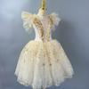 Tutu da Balletto Romantico per Bambina Gonna da Danza Gonna da Balletto con Paillettes Dorate Abbigliamento per Esibizioni di Balletto Abito Lungo da Principessa