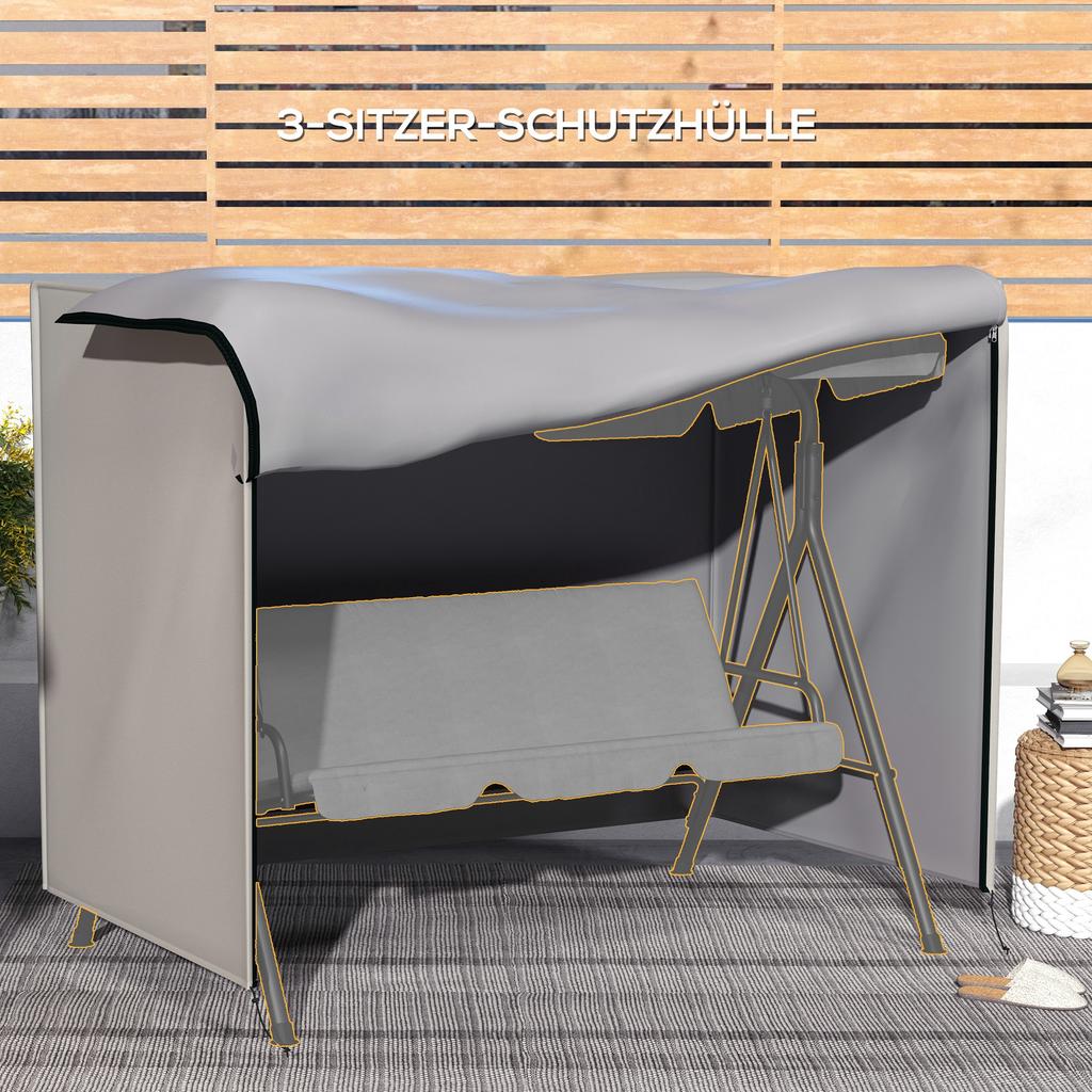 205 X 124cm Three-Seater Swing Chair Protective Cover Grey
